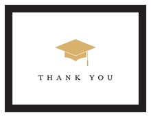 Gold Graduation Cap Black Border Thank You Cards