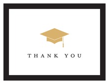 Gold Graduation Cap Black Border Thank You Cards