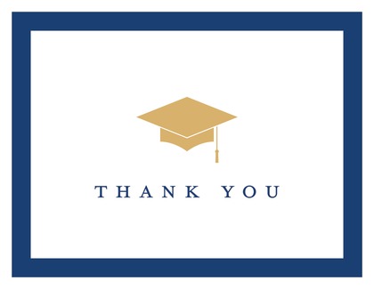 Gold Graduation Cap Red Border Thank You Cards