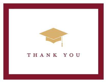 Gold Graduation Cap Black Border Thank You Cards