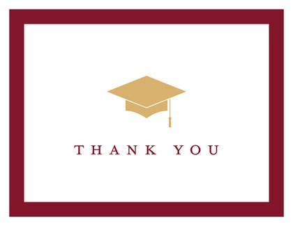 Gold Graduation Cap Black Border Thank You Cards