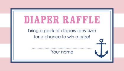 Navy Stripes Anchor Hot Pink Raffle Cards