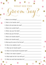 Faux Gold Glitter Dots What Did The Groom Say Game