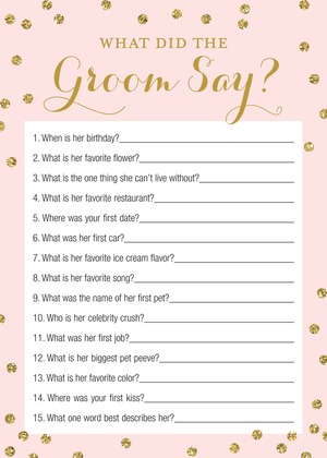 Gold Dots Pink Wedding Tradition Quiz