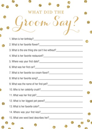 Gold Dots Wedding Tradition Quiz