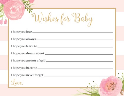 Mint Stripes Watercolor Flowers Baby Wishes