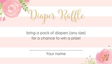 Pink Stripes Gold Stars Raffle Cards