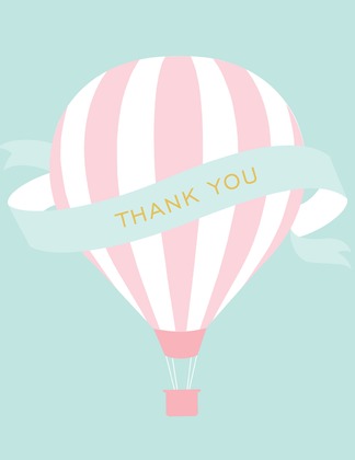 Hot Air Balloon Pastel Yellow Thank You Cards