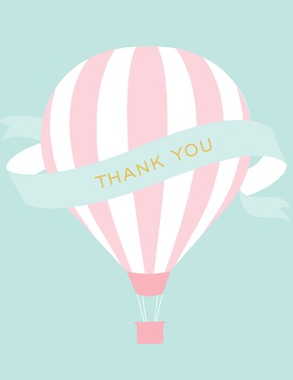 Pink Hot Air Balloon Thank You Cards