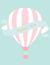 Pink Hot Air Balloon Aqua Thank You Cards