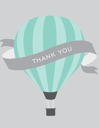Pink Hot Air Balloon Thank You Cards