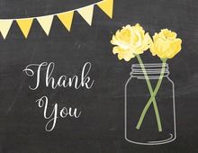 Aqua Lime Mason Floral Jars Rustic Thank You Cards