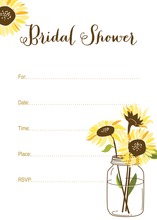 Yellow Sunflowers Mason Jar Fill-in Invitations