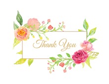 Rose Corner Frame Thank You Note
