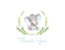 Pink Elephant Baby Shower Thank You Note