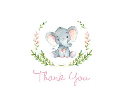 Pink Elephants Rustic Baby Shower Thank You Note
