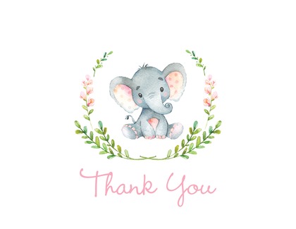 Blue Elephants Baby Shower Thank You Note