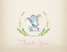 Pink Elephants Rustic Baby Shower Thank You Note