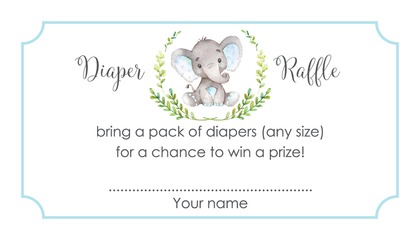 Blue Elephants Baby Shower Thank You Note