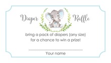 Blue Border Elephant Raffle Cards