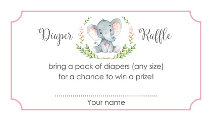 Pink Elephants Baby Shower Invitation