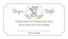 Pink Elephant Raffle Cards