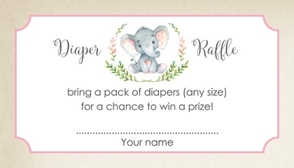 Pink Elephant Raffle Cards