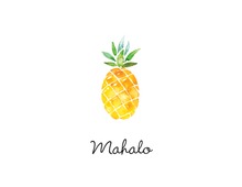 Watercolor Pineapple Mahalo Thank You Note Card
