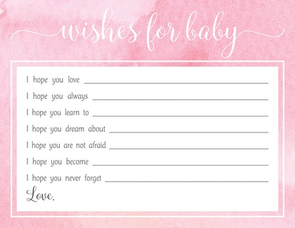 Pink Watercolor Wash Baby Raffle Cards