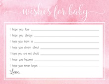 Pink Watercolor Wash Baby Wish Cards