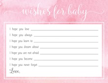 Grey Chevron Pink Border Baby Shower Wish Cards