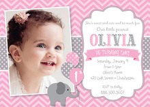 Pink Chevrons Elephant Photo Card