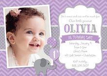 Adorable White Elephant Birthday Invitations