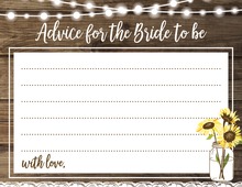 Sunflower Wood Party Lights Bridal Advice Cards