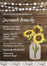 Mason Jar Red Flowers In Chalkboard Wedding Invite