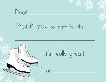 Ice Skates Aqua Snowflakes Birthday Invitations