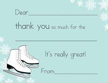 Aqua Snowflakes Ice Skate Fill-in Thank Yous