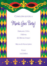 Diamond Border Mardi Gras Eyes Invitation