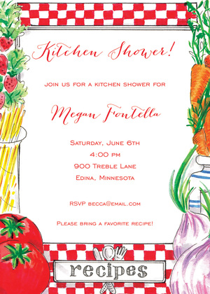 Kitchen Recipe Blue Invitations