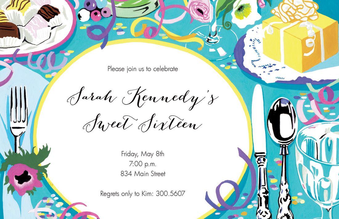Turquoise Party Tabletop Invitations