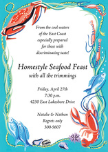 Blue Stripes Lobster Dinner Invitations