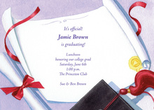 Green Gradient Graduation Hat Toss Invitations