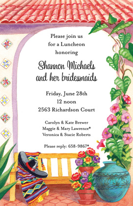 Garden Bench Mint Mexican Invitations