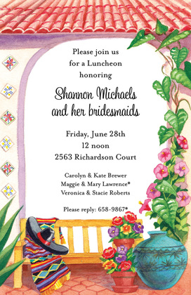 Garden Bench Pink Mexican Invitations