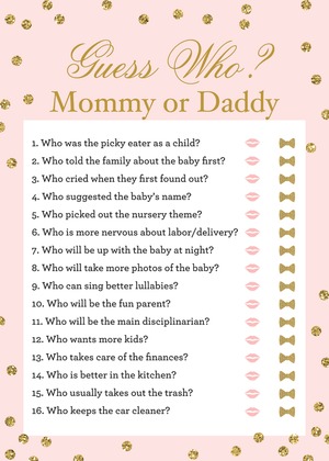 Gold Glitter Dots Pink Who Knows Mommy Best Game