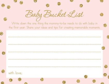 Gold Glitter Graphic Dots Pink Diaper Raffle Cards