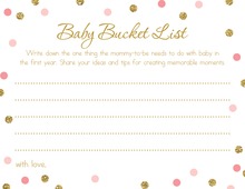 Faux Gold Glitter Dots Baby Bucket List Cards