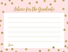 Faux Gold Glitter Dots Pink Advice Cards