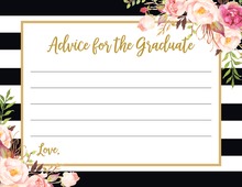 Black Stripes Blush Roses Graduation Advice Cards