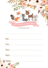 Woodland Animals Pink Fill-in Invitations